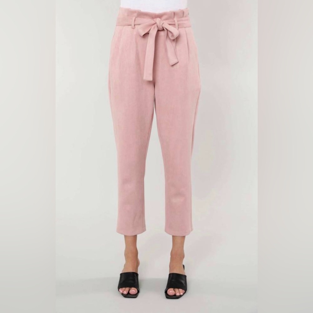 DOLCE CABO uptown suede paper bag pants in rose suede NEW